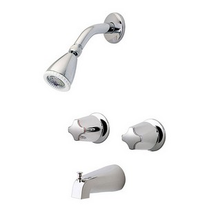 Pfister Bedford® 03-611 2 Acrylic Windsor Handle Tub & Shower Faucet, 2.5 gpm, Ceramic Disc Cartridge, Polished Chrome