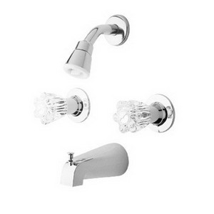 Pfister Bedford® 03-618 2 Acrylic Windsor Handle Tub & Shower Faucet, 2 gpm, Ceramic Disc Cartridge, Polished Chrome