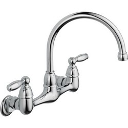 Peerless P299305LF Choice Swivel/Long Spout Two Handle Wall Mounted Kitchen Faucet, 1.8 gpm, Chrome