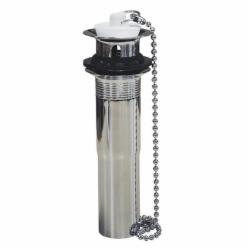 Dearborn Brass 763-1 Brass Tubular 2-Piece Patent Overflow And Center Outlet Plug, 1-1/4 inch x 5 inch L, Chrome; 10/Carton