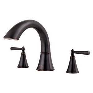 Pfister™ Saxton™ RT6-5GL Professional Grade 2 Lever Handle 3 Hole Deck Mount Roman Tub Trim, 15 - 18 gpm, Tuscan Bronze