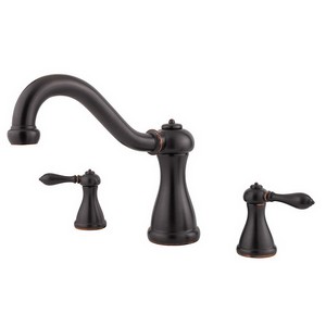 Pfister™ Marielle RT6-5MX Professional Grade 2 Handle 3 Hole Deck Mount Roman Tub Trim, 15 - 18 gpm, Tuscan Bronze