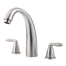 Pfister™ Serrano™ RT6-5SR Professional Grade 2 Lever Handle 3 Hole Deck Mount Roman Tub Trim, 15 - 18 gpm, Brushed Nickel