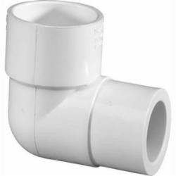 90 Deg SCH 40 PVC Elbow, 3/4 inch x 1/2 inch, Socket x Socket