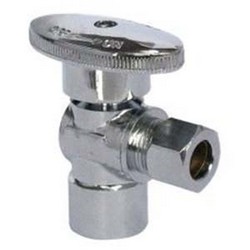 Brass Craft® Angle Stop, 1/2 inch x 3/8 inch OD, Barb PEX x Compression, Chrome Plated