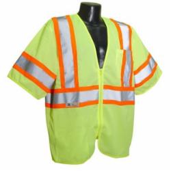 Radians SV22-3 Economy Class 3 100% Polyester Mesh Safety Vest with Two-Tone Trim, 2X, High Visibility Green