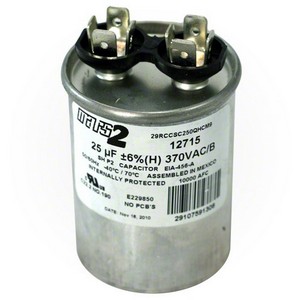 Mars® 129 Single Section Round Motor Run Capacitor, 25 MFD, 370VAC