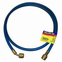 Yellow Jacket® 11248 Rubber Tube Original Charging Hose, 1/4 inch Straight Connector x 1/4 inch 45 Deg Elbow x 4 ft., Blue