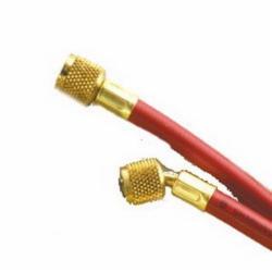 Yellow Jacket&reg; 11660 Rubber Tube Original Charging Hose, 1/4 inch Straight Connector x 1/4 inch 45 Deg Elbow x 5 ft., Red