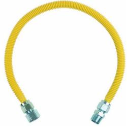 BrassCraft® CSSC54 304L Stainless Steel Gas Connector With Fittings, 1/2 inch FIP x 1/2 inch MIP x 24 inch Length, Polymer Blend Coated