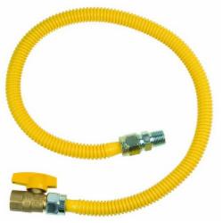 BrassCraft® CSSC4K 304L Stainless Steel Gas Connector With Ball Valve, 1/2 inch MIP x 1/2 inch FIP x 24 inch Length, Polymer Blend Coated