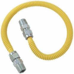 BrassCraft® CSSD44 304L Stainless Steel Gas Connector With Fittings, 1/2 inch MIP x 1/2 inch MIP x 18 inch Length, Polymer Blend Coated