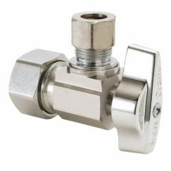 Brass Craft KTCR14 Quick Turn Straight Stops, 1/2 inch x 3/8 inch O.D., Compression x Compression, Chrome Plated