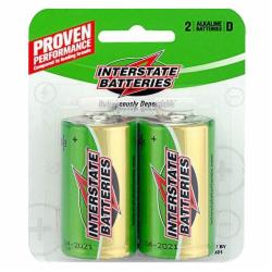 Interstate Batteries DRY0020 D Alkaline Batteries, 1.5V, 14000mAh; 2/Pack