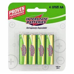 Interstate Batteries DRY0030 AA Alkaline Batteries, 1.5V, 2650mAh; 4/Pack