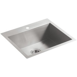 Kohler Vault™ K-3822 Single-Bowl 18 Guage Stainless Steel Top Mount/Undermount Kitchen Sink, 25 inch x 22 inch, Satin