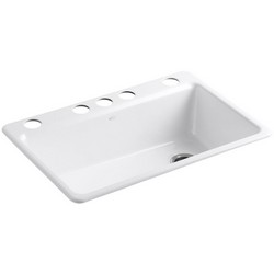 Kohler Riverby® K-5871 Single-Bowl Cast Iron Undermount Kitchen Sink, 33 inch x 22 inch, White