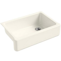 Kohler Whitehaven® K-5827 Single-Bowl Cast Iron Undermount Sink With Tall Apron, 32-11/16 inch x 21-9/16 inch, White
