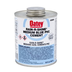 Rain-R-Shine® 30894 Medium Bodied PVC Cement, 32 oz Cartridge, Blue