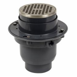 Oatey® TP312N Commercial PVC Flanged Drain With 5 inch Round Strainer With Ring, 3 inch, Solvent Weld Hub, Nickel Bronze