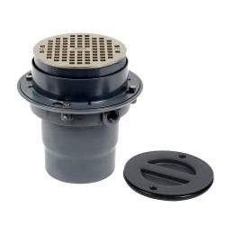 Oatey® TP413N Commercial PVC Flanged Drain With 6 inch Round Strainer, 4 inch, Solvent Weld Hub, Nickel Bronze