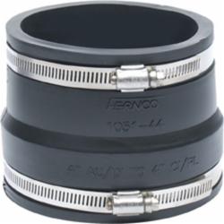 Fernco® 1051 PVC Flexible Coupling, 4 inch x 4 inch, Asbestos Cement/Ductile Iron x Cast Iron/Plastic