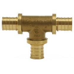 Everloc® Solid Brass Bullhead Tee, 3/4 inch x 3/4 inch x 1 inch, PEX Barb x PEX Barb x PEX Barb