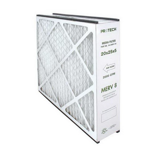 Protech® 84-25050-01 MERV 8 High Efficiency Media Air Cleaner, 2000 cfm, 25 inch W x 20 inch H x 5 inch T; 3/Pack