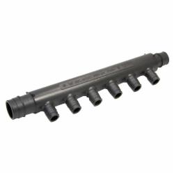 Uponor 6 Outlet Flow-Through Manifold, 1 inch Supply x 1/2 inch Loop, Pex