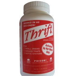 Thrift Non-Acid Drain Cleaner, 1 lb, White