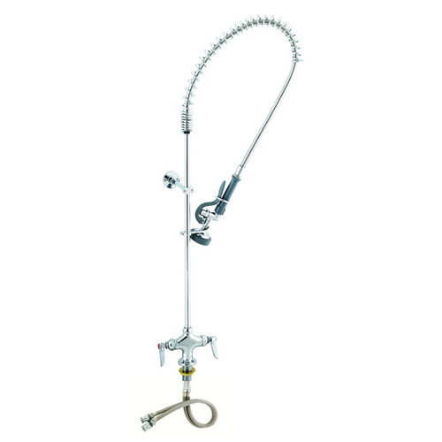 T&S™ Single Center Deck Mount Pre-Rinse Faucet with Wall Bracket, Chrome