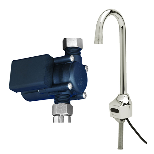 T&S Chekpoint Electronic Single Hole Deck Mount Gooseneck Faucet, Chrome Plated
