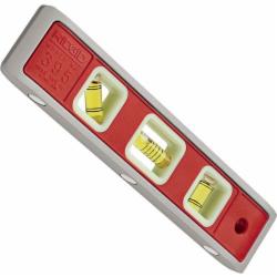 Ridgid 395 Nightshade 3 Vial Aluminum Torpedo Level, 9 inch L x 5/8 inch W x 1-1/4 inch, Red