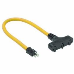 US Wire & Cable 89002 3-Conductor 12 AWG Yellow Oil Resistant Cord Set, 2 ft, 15A at 125V; 12/Pack