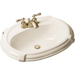 Vortens® 3352 Genova Contemporary 8 inch Center Faucet ADA Oval Vitreous China Lavatory Basin, 23-1/2 inch x 19-5/8 inch, Biscuit