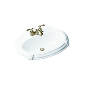 Vortens® 3352 Genova Contemporary 8 inch Center Faucet ADA Oval Vitreous China Lavatory Basin, 23-1/2 inch x 19-5/8 inch, White