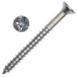 Flat Phillips Head Wood Screw, #12 Dia, 2 inch Thread Length, Zinc Plated