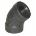 45 Deg Black Malleable Iron Elbow, 1/2 inch x 1/2 inch, Threaded x Threaded