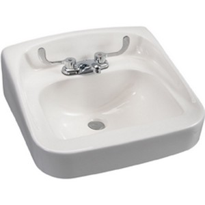 Briggs® 6620 Milton™ 4 inch Center Faucet Wall Mount Commercial Stain-Resistant Vitreous China Rectangular Lavatory Sink, 20 inch L x 18 inch W, White