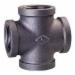 Black Malleable Iron Cross, 1 inch x 1 inch x 1 inch x 1 inch, Threaded x Threaded x Threaded x Threaded