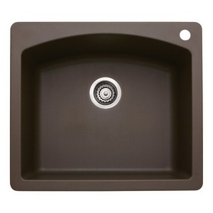 Blanco® Diamond Granite Single Bowl Drop-In/Under Mount Kitchen Sink, 25 inch x 22 inch, Cafe Brown