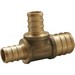 Brass PEX Tee, 1 inch x 1 inch x 3/4 inch, PEX Barb x PEX Barb x PEX Barb