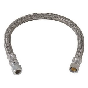 BrassCraft® Speed Plumb® B1 Flexible Braided Faucet Connector, 3/8 inch Compression x 7/8 inch Compression, 12 inch Length