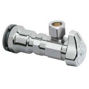 Brass Craft® G2PC19 Lead-Free Brass Angle Stop, 1/2 inch x 3/8 inch OD, Push Connect x Compression, Chrome Plated