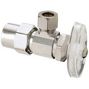 Brass Craft® PR19 Brass Angle Stop, 1/2 inch x 3/8 inch OD, CPVC Solvent Weld x Compression, Chrome Plated