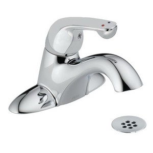 DELTA&reg; 523LF-HGMHDF HDF&reg; Centerset Lavatory Faucet, 0.5 gpm, 1-11/16 in H Spout, 4 in Center, Chrome Plated, 1 Handles, Grid Strainer Drain, Domestic, Commercial