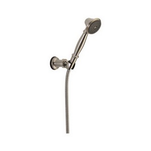 DELTA&reg; 55020-SS Premium Wall Mount Hand Shower, 3 in Dia 1 Shower Head, 2 gpm, 60 to 82 in L Hose, 1/2 in Connection, Stainless Steel, Import