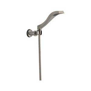 DELTA&reg; 55051-SS Dryden&trade; Premium Wall Mount Hand Shower, 1 Shower Head, 2 gpm, 60 to 82 in L Hose, 1/2-14 Male NPSM Connection, Stainless Steel, Import