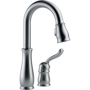 DELTA&reg; 9978-AR-DST Leland&reg; Pull-Down Bar/Prep Faucet, 1.8 gpm, Arctic&trade; Stainless Steel, 1 Handles, Domestic