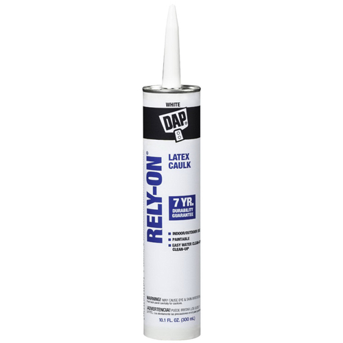 DAP 18260 RELY-ON Non-Toxic Non-Flammable Latex Caulk, 10.1 oz Cartridge, Paste, White, 1.6 oz